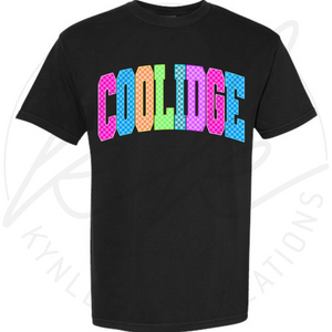 CUSTOM NEON CHECK SCHOOL SPIRIT TEE