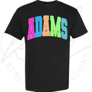 CUSTOM NEON CHECK SCHOOL SPIRIT TEE