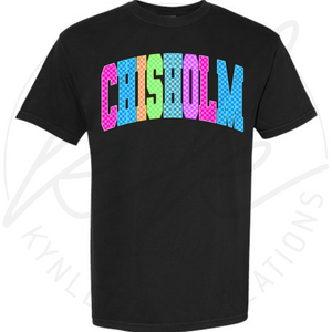 CUSTOM NEON CHECK SCHOOL SPIRIT TEE