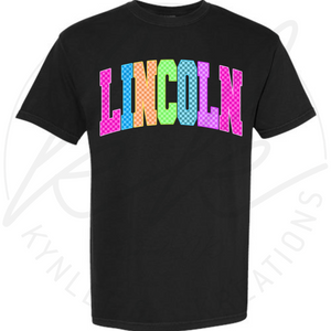 CUSTOM NEON CHECK SCHOOL SPIRIT TEE