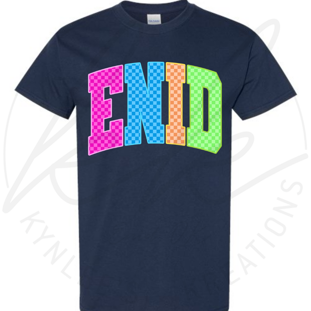 CUSTOM NEON CHECK SCHOOL SPIRIT TEE