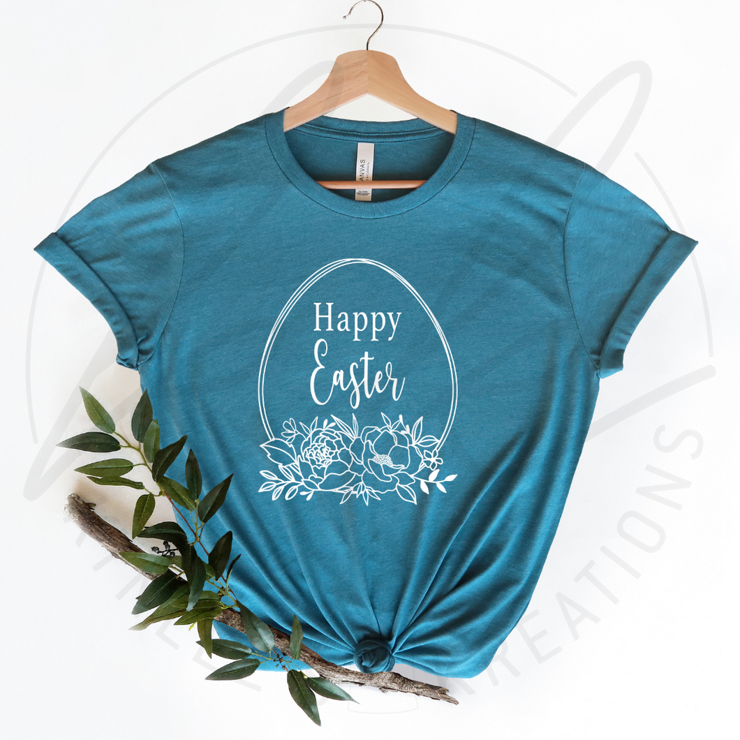Happy Easter Floral Egg Tee
