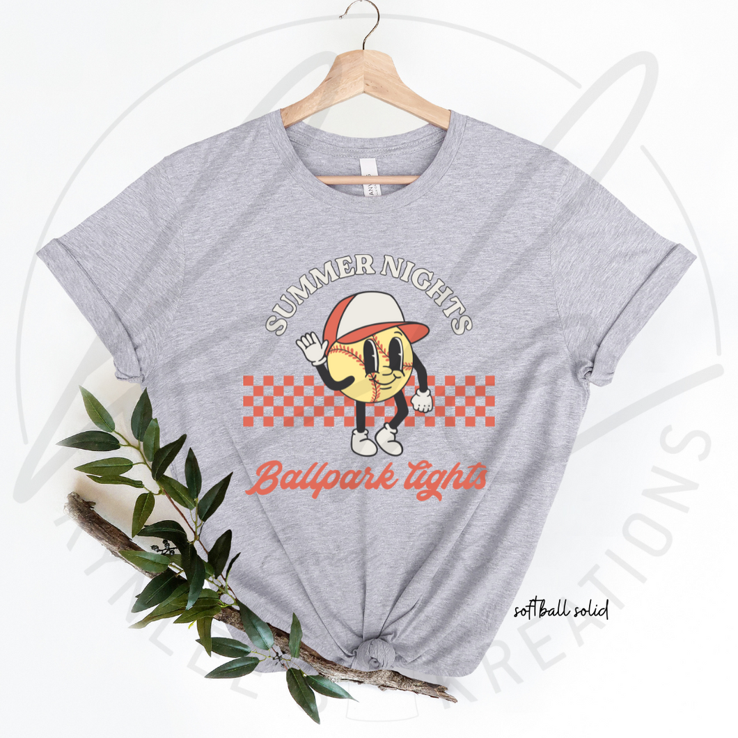 Summer Nights Ballpark Lights Tee