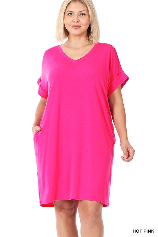 Hot Pink Dress w/ POCKETS!!! L