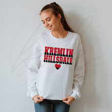 Load image into Gallery viewer, FAUX Chenille Kremlin Hillsdale Red &amp; Black Letters Tee