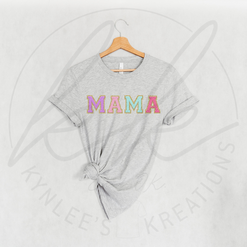 FAUX Chenille Colorful MAMA Tee