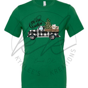 Merry Christmas Plaid Truck Tee