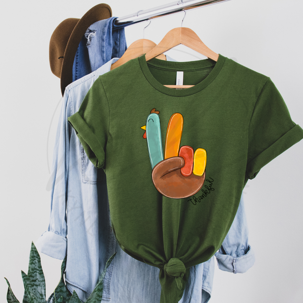 Thankful Turkey Peace Sign Tee